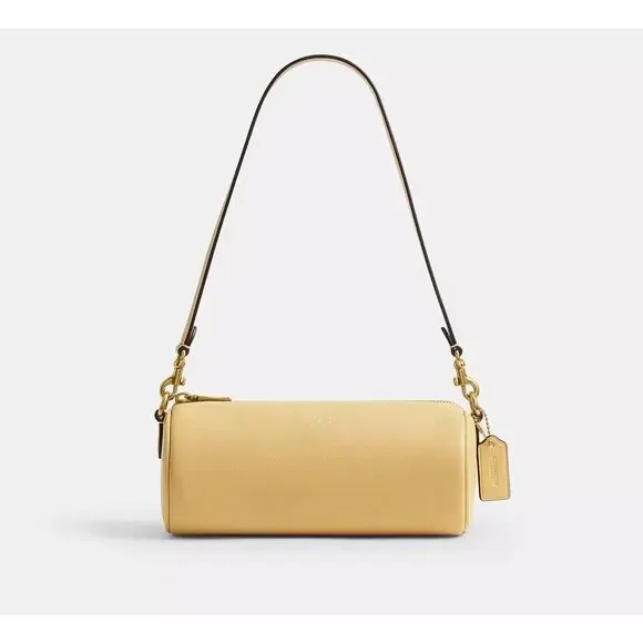 NWT Coach Barrel Bag natural grain leather tan brass vanilla brand new purse - Picture 1 of 15
